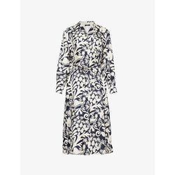 Weekend Max Mara Graphic-print long-sleeve silk midi dress | WEEKEND MAX MARA