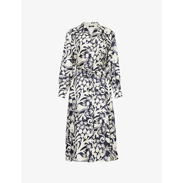 Weekend Max Mara Graphic-print long-sleeve silk midi dress