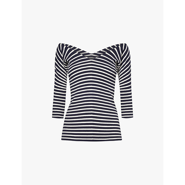  Weekend Max Mara Striped V-neck knitted top