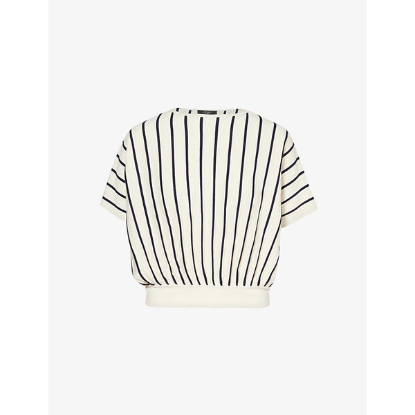  Weekend Max Mara Stripe-print short-sleeve woven-blend top