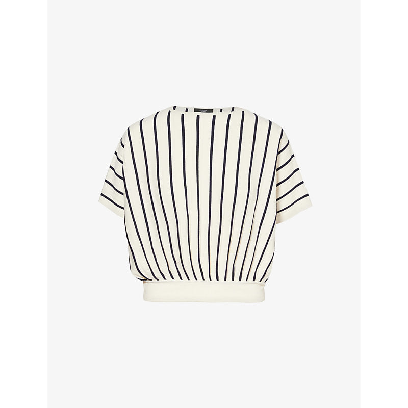  Weekend Max Mara Stripe-print short-sleeve woven-blend top