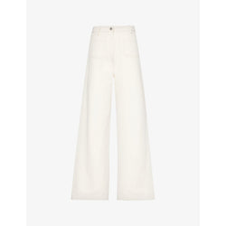  Weekend Max Mara Branded-patch wide-leg high-rise jeans