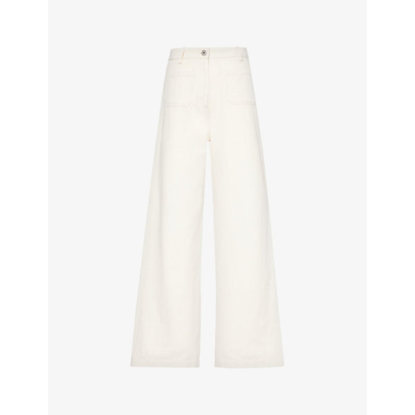  Weekend Max Mara Branded-patch wide-leg high-rise jeans