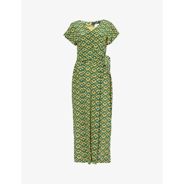  Weekend Max Mara Graphic-pattern V-neck silk-crepe jumpsuit