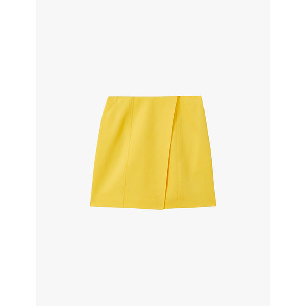 Reiss Cleo wrap-front stretch-woven mini skirt