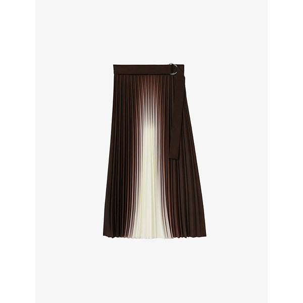 Reiss Emiliana ombré-pleat woven midi skirt