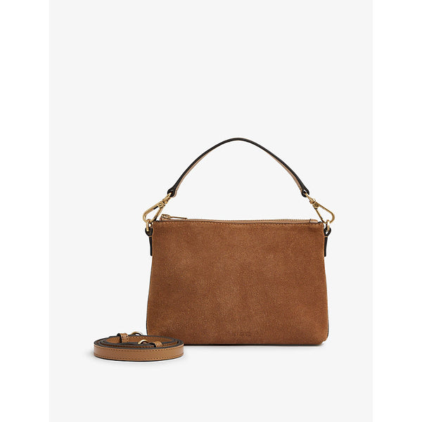 Reiss Brompton double-strap suede crossbody bag