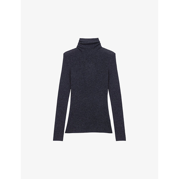 Maje High-neck slim-fit wool and silk-blend jumper