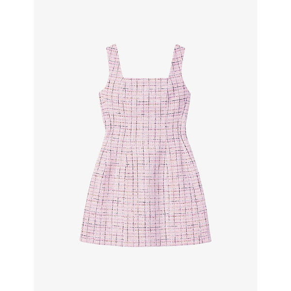 Maje Square-neck sleeveless tweed mini dress