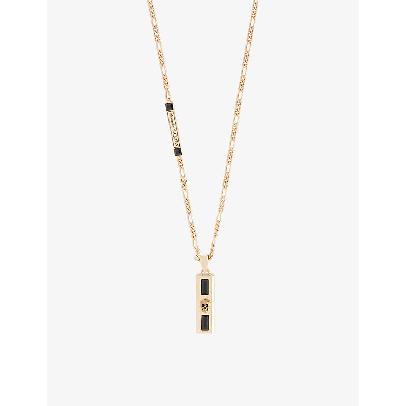  Alexander Mcqueen Brand-plaque brass necklace