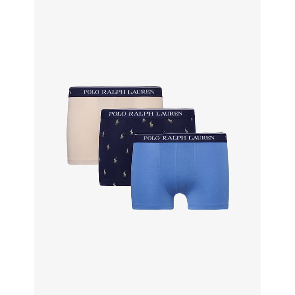  Polo Ralph Lauren Branded-waistband mid-rise pack of three stretch-cotton trunks