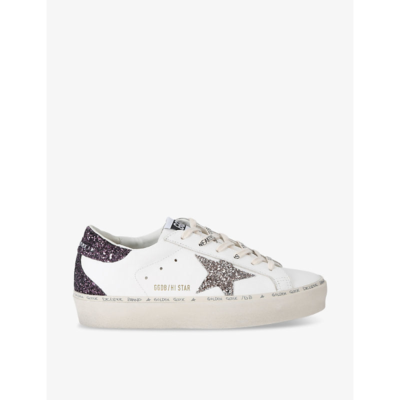 Golden Goose Women's Hi Star 11934 glitter-embellished leather low-top trainers | Golden Goose