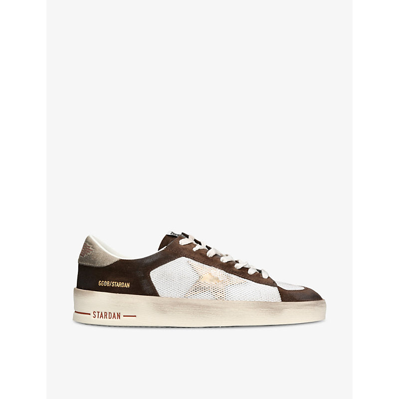 Golden Goose Stardan star-embroidered mesh and suede low-top trainers | Golden Goose