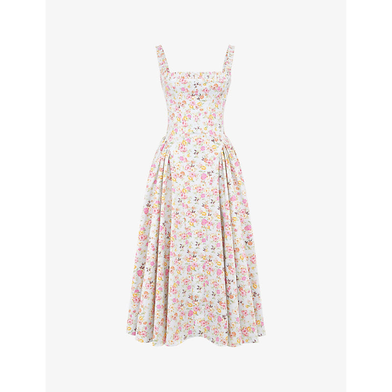  House Of Cb Dorothy floral-print woven midi dress