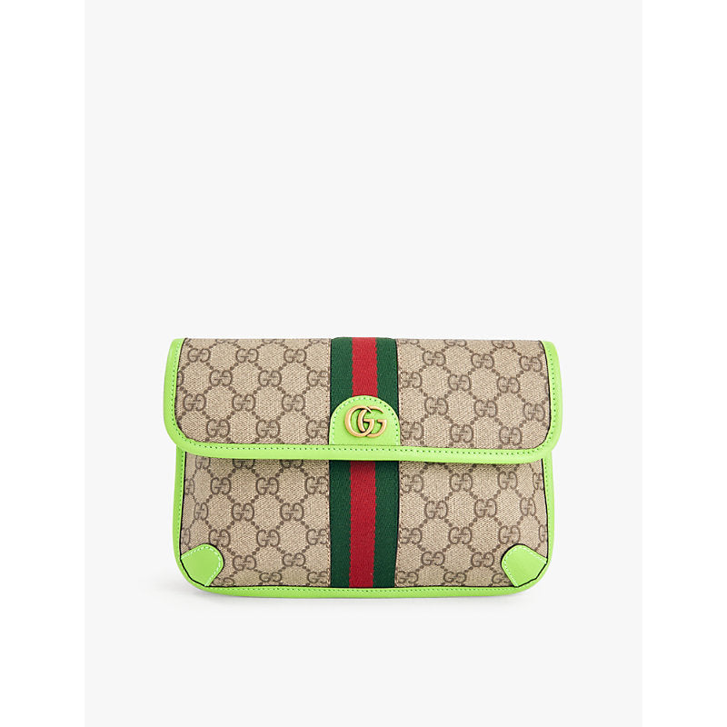 Gucci Monogram-print Web-stripe coated-canvas belt bag | Gucci