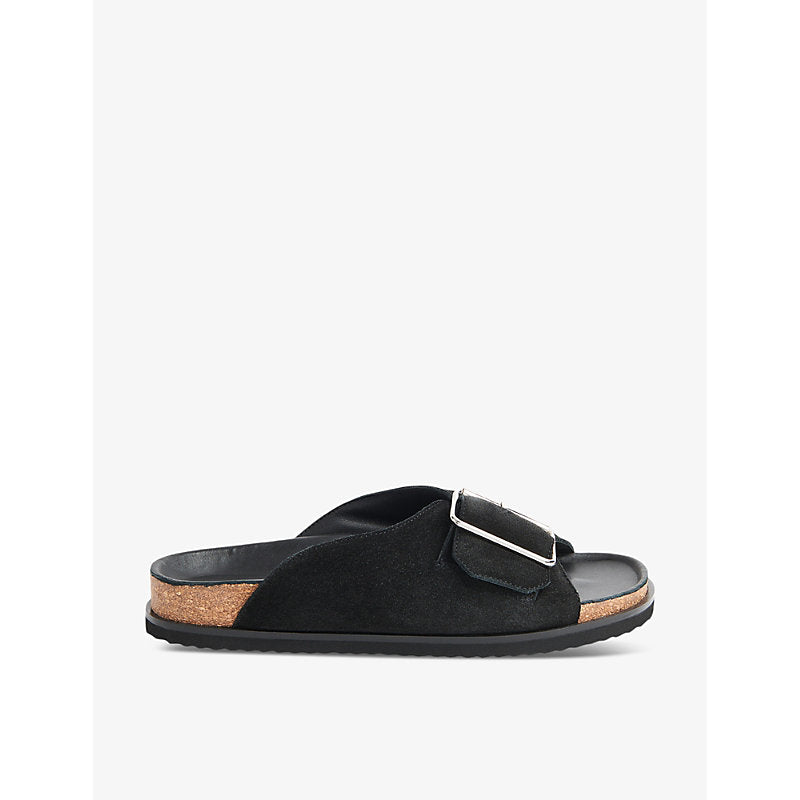 Whistles Ellery buckle-embellished flat leather slides | Whistles