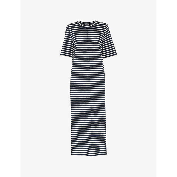 Whistles Stripe-print short-sleeves cotton midi dress | WHISTLES