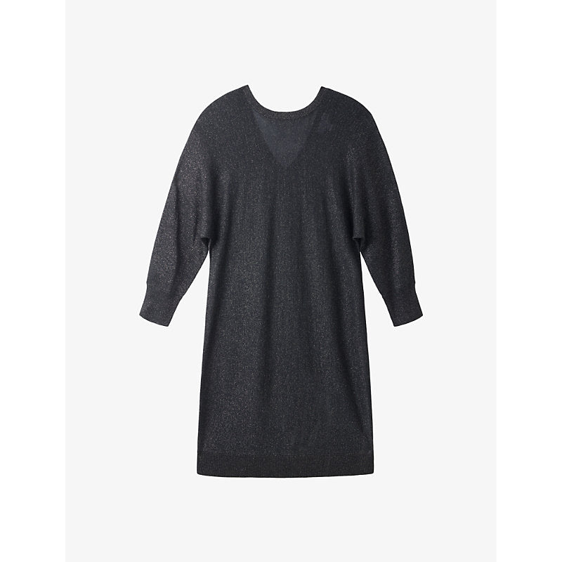 The White Company Sparkle batwing-sleeve oversized knitted dress | THE WHITE COMPANY