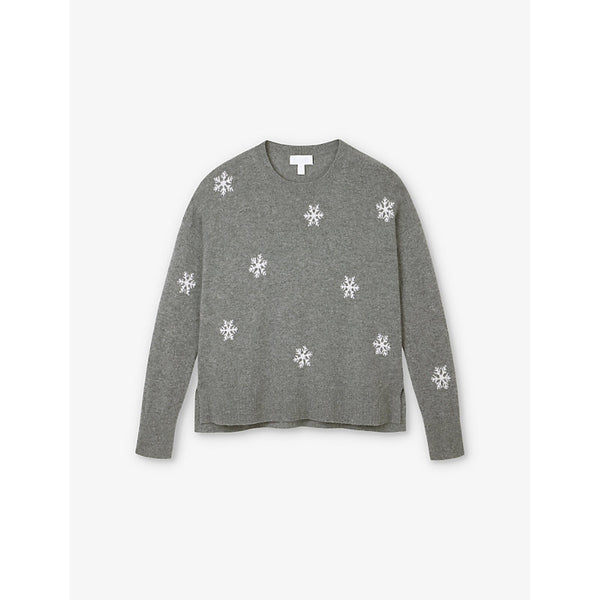 The White Company Round-Neck Intarsia Snowflake Cashmere Jumper