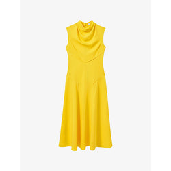 Reiss Georgia cowl-neck sleeveless stretch-woven midi dress | REISS