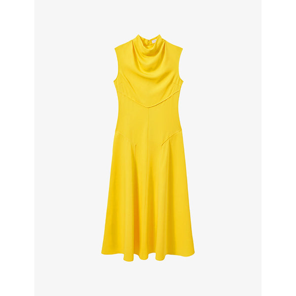 Reiss Georgia cowl-neck sleeveless stretch-woven midi dress