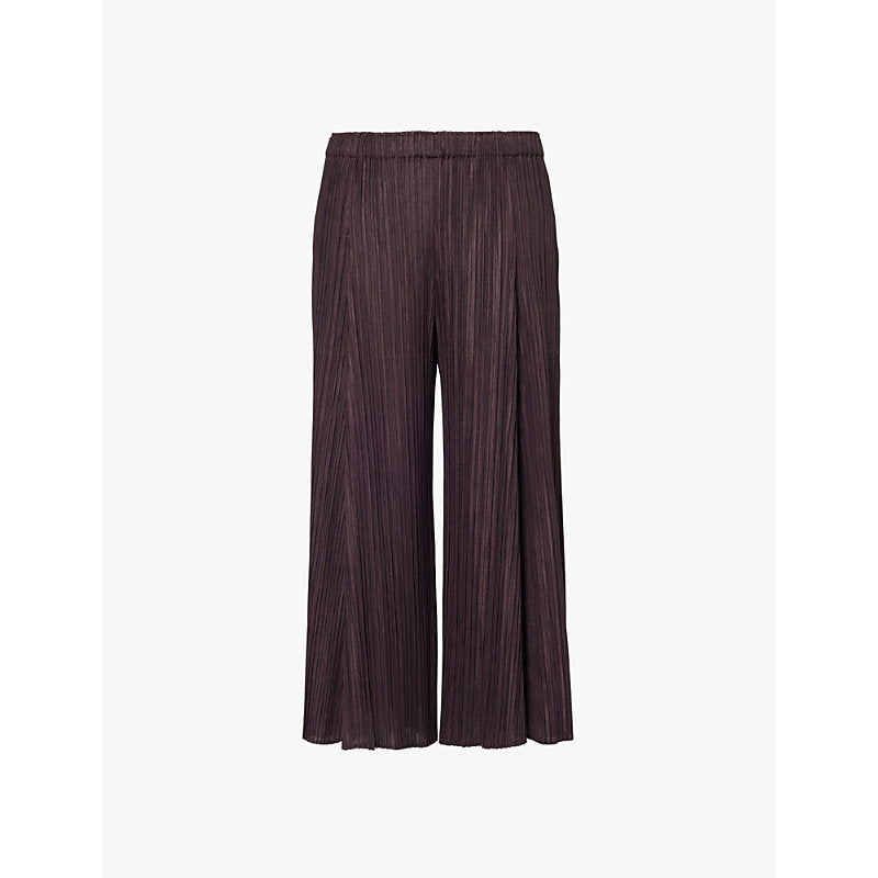  Pleats Please Issey Miyake Panelled-pleat wide-leg knitted trousers