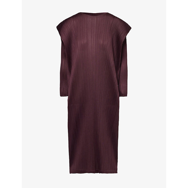 Pleats Please Issey Miyake Round-neck pleated knitted midi dress