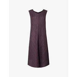 Pleats Please Issey Miyake Trapeze round-neck knitted midi dress | PLEATS PLEASE ISSEY MIYAKE