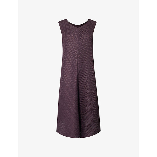 Pleats Please Issey Miyake Trapeze round-neck knitted midi dress