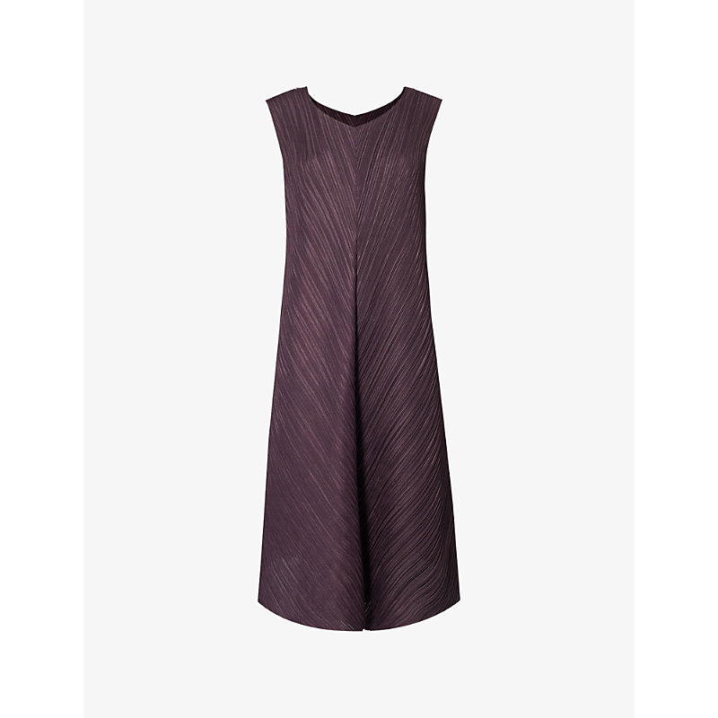 Pleats Please Issey Miyake Trapeze round-neck knitted midi dress | PLEATS PLEASE ISSEY MIYAKE