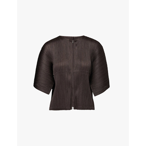  Pleats Please Issey Miyake August short-sleeeves knitted cardigan