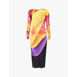 Pleats Please Issey Miyake November abstract-print knitted midi dress | PLEATS PLEASE ISSEY MIYAKE