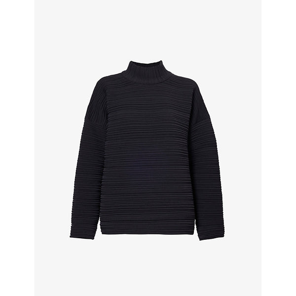 Pleats Please Issey Miyake High-neck long-sleeve knitted jumper