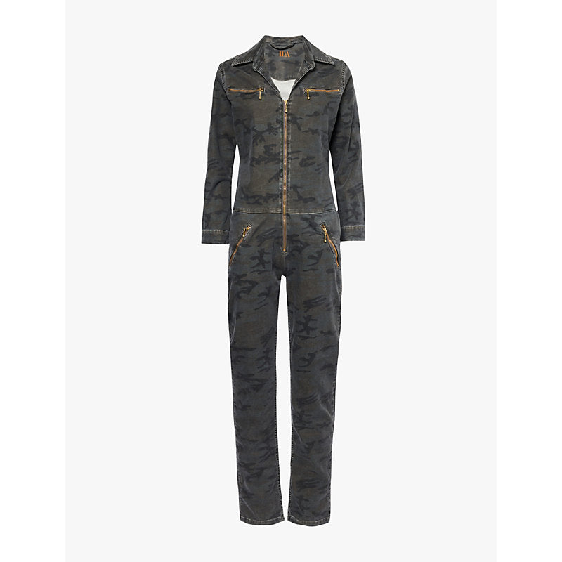  Donna Ida Dolly The Flight Suit camouflage-print stretch-cotton jumpsuit