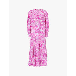 Isabel Marant Hanane abstract-print puff-shoulder stretch-silk maxi dress | ISABEL MARANT