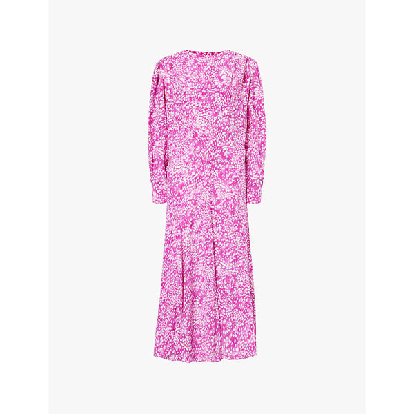 Isabel Marant Hanane abstract-print puff-shoulder stretch-silk maxi dress | ISABEL MARANT