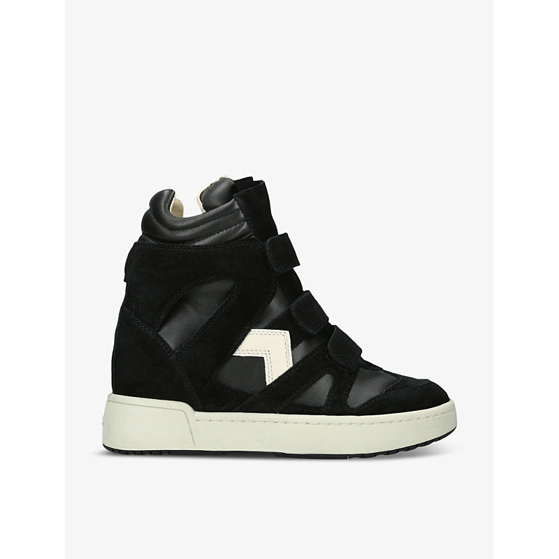 Isabel Marant Bekett round-toe leather and suede high-top trainers