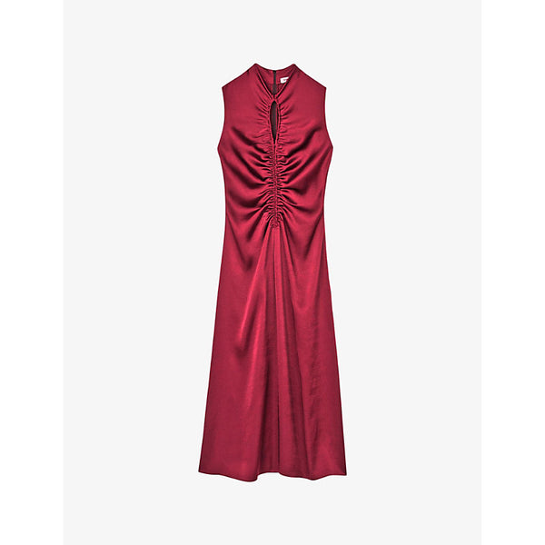 Sandro Cut-out draped satin midi dress