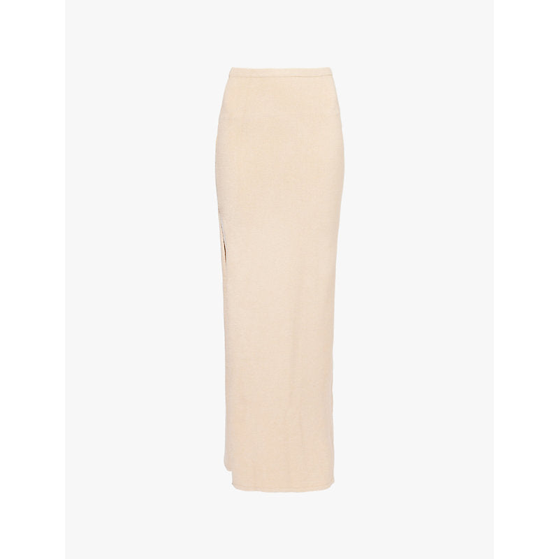  Flook The Label Chika split-hem knitted midi skirt