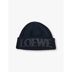  Loewe Brand-embroidery ribbed wool beanie