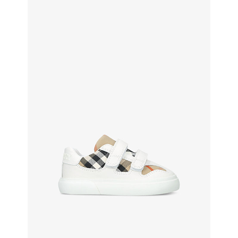 Burberry Kids' Noah check-print leather low-top trainers | Burberry