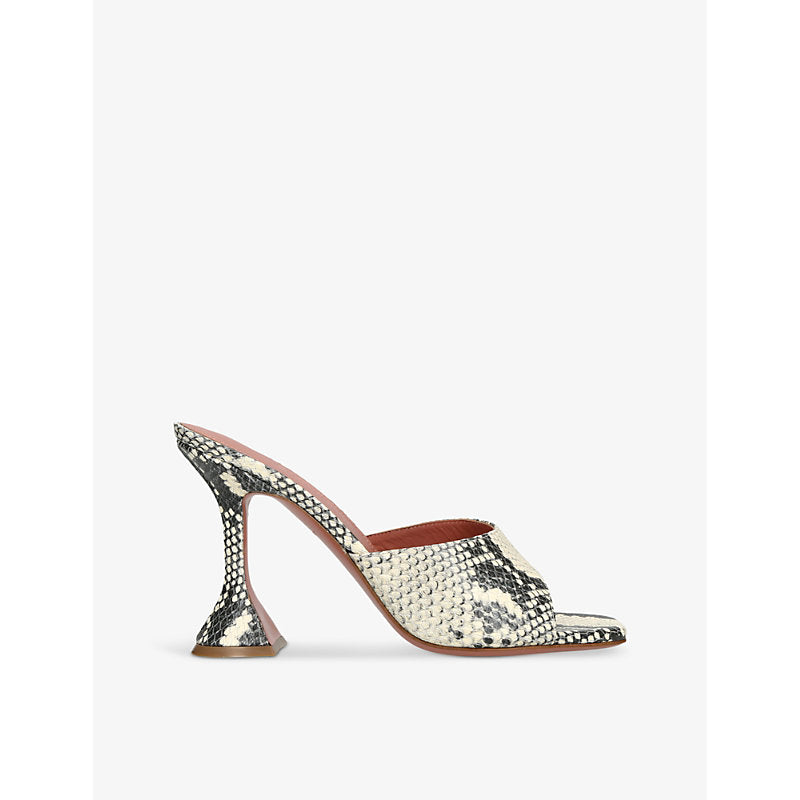 Amina Muaddi Lupita snake-embossed heeled leather mules