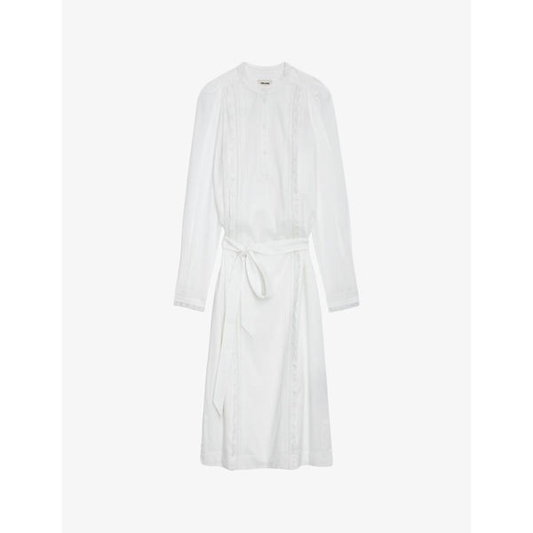 Zadig&Voltaire Ritchil ruffle-panel long-sleeve cotton midi dress