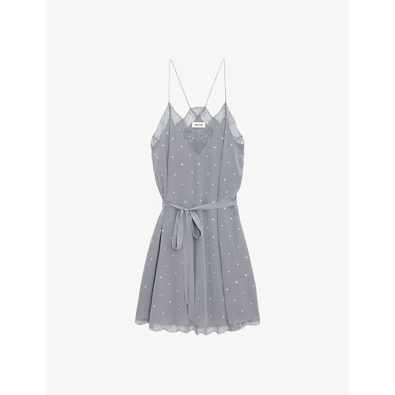 Zadig&Voltaire Ristyz diamante-embellished lace-trim silk mini dress | ZADIG&VOLTAIRE