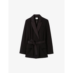  Claudie Pierlot Lapel-collar tie-waist woven blazer