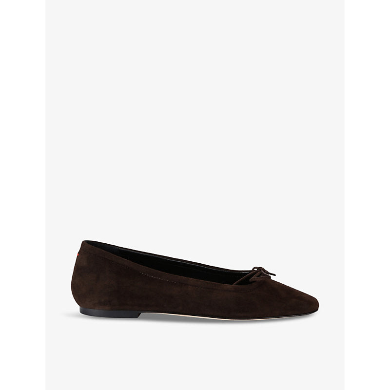 Aeyde Delfina bow-embellished velvet ballet flats