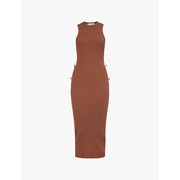 Mach & Mach Embellished-bow cut-out knitted midi dress | MACH & MACH