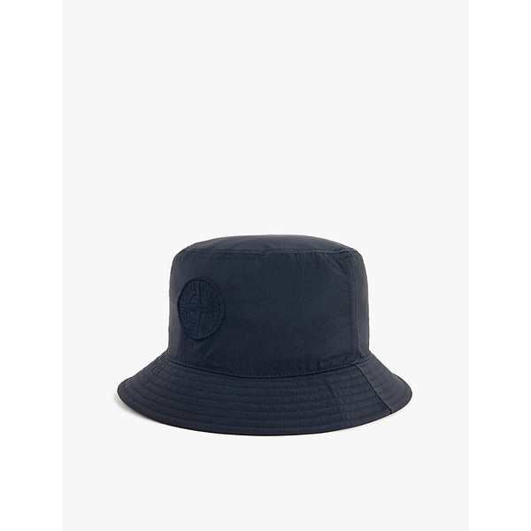 Stone Island Wide-Brim Brand-Embroidered Shell Bucket Hat