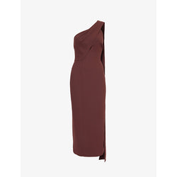 Roland Mouret Asymmetric-neck slim-fit woven midi dress | ROLAND MOURET