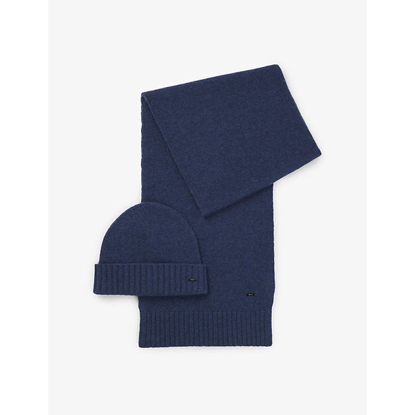 Boss Branded wool-blend scarf and beanie hat set